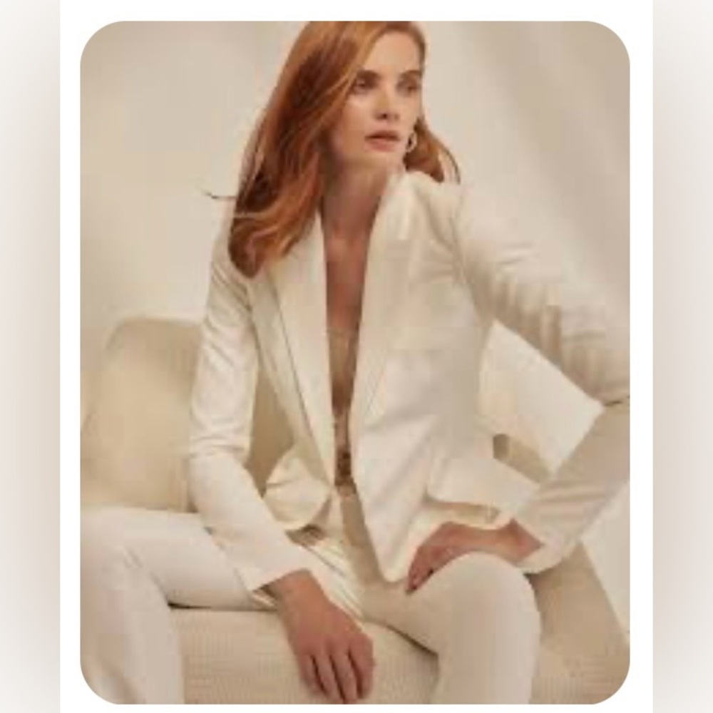 Whbm Editor Blazer Color Ecru (White) Size 10 - image 1
